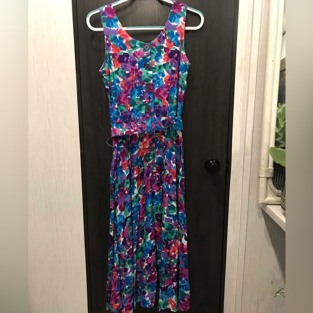 Vintage Floral Belted Dress